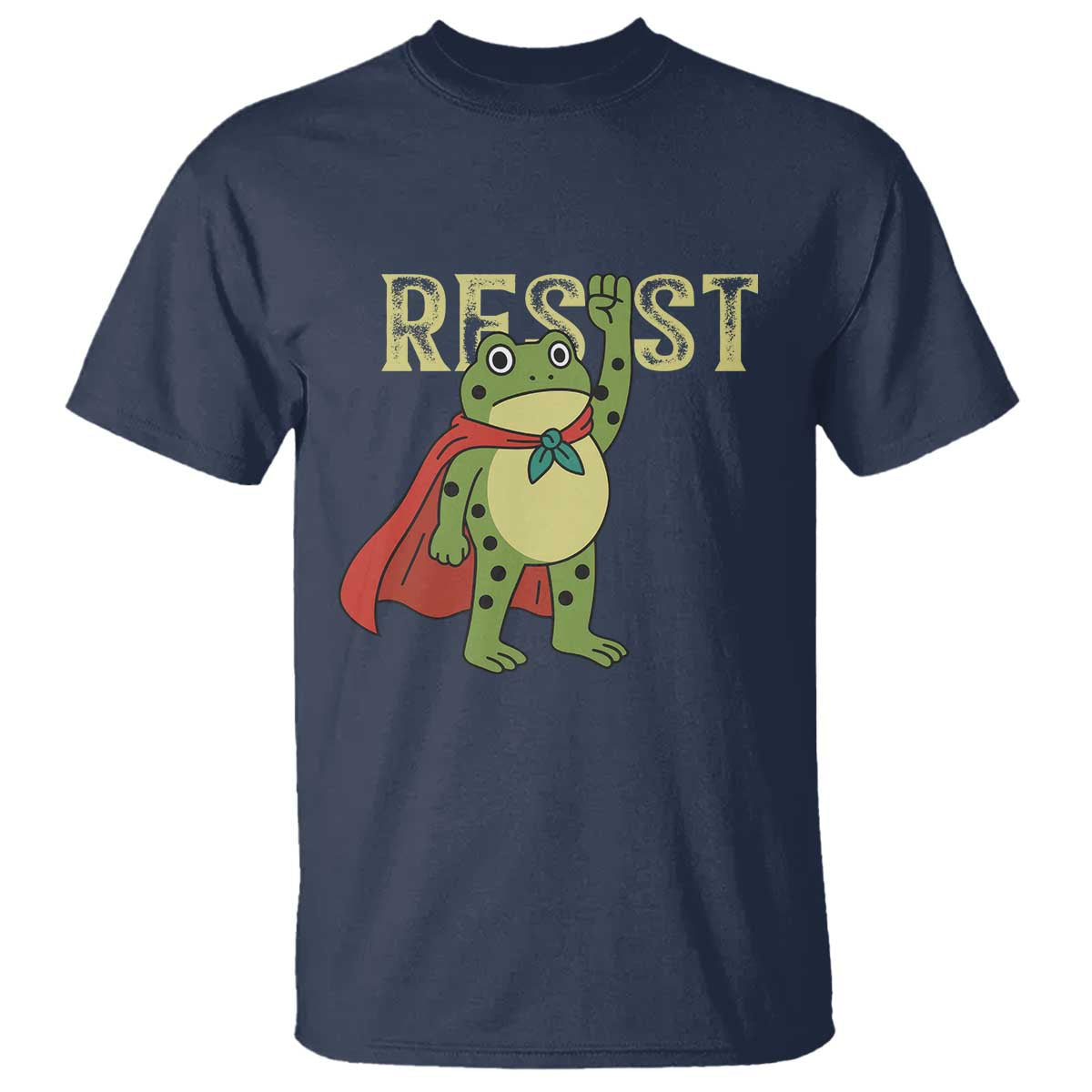 Resist Super Frog T Shirt Free Portland Political Satire Retro Graphic TS02 Navy Print Your Wear