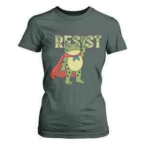 Resist Super Frog T Shirt For Women Free Portland Political Satire Retro Graphic TS02 Dark Forest Green Print Your Wear