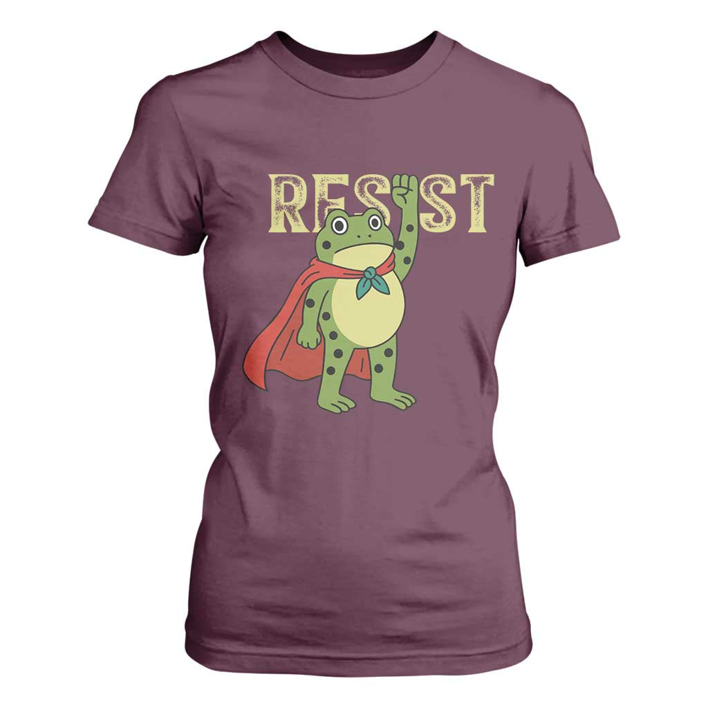 Resist Super Frog T Shirt For Women Free Portland Political Satire Retro Graphic TS02 Maroon Print Your Wear