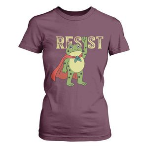Resist Super Frog T Shirt For Women Free Portland Political Satire Retro Graphic TS02 Maroon Print Your Wear