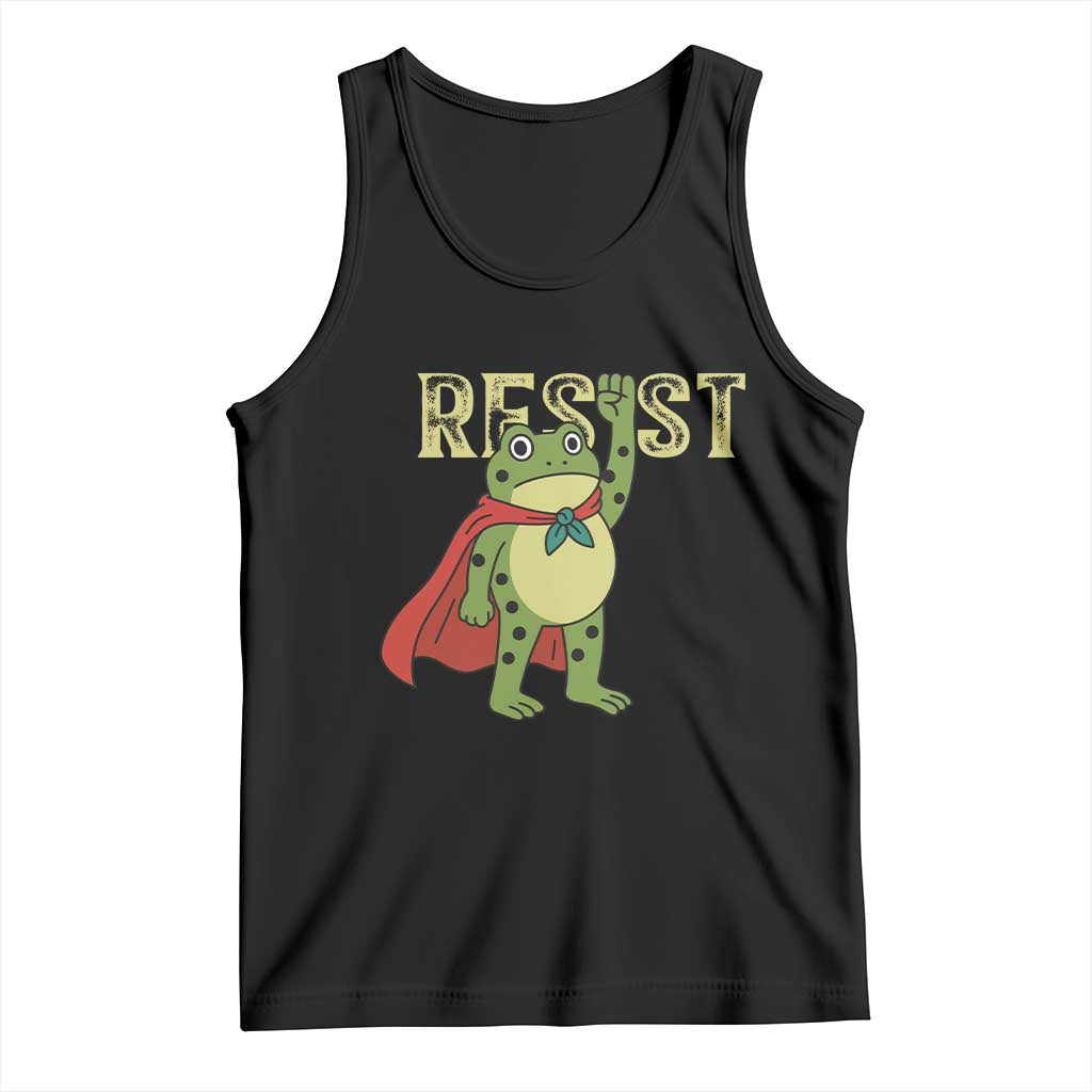Resist Super Frog Tank Top Free Portland Political Satire Retro Graphic TS02 Black Print Your Wear