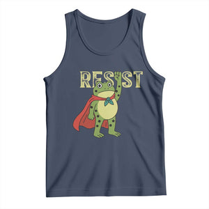 Resist Super Frog Tank Top Free Portland Political Satire Retro Graphic TS02 Navy Print Your Wear