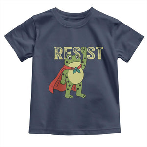 Resist Super Frog Toddler T Shirt Free Portland Political Satire Retro Graphic TS02 Navy Print Your Wear
