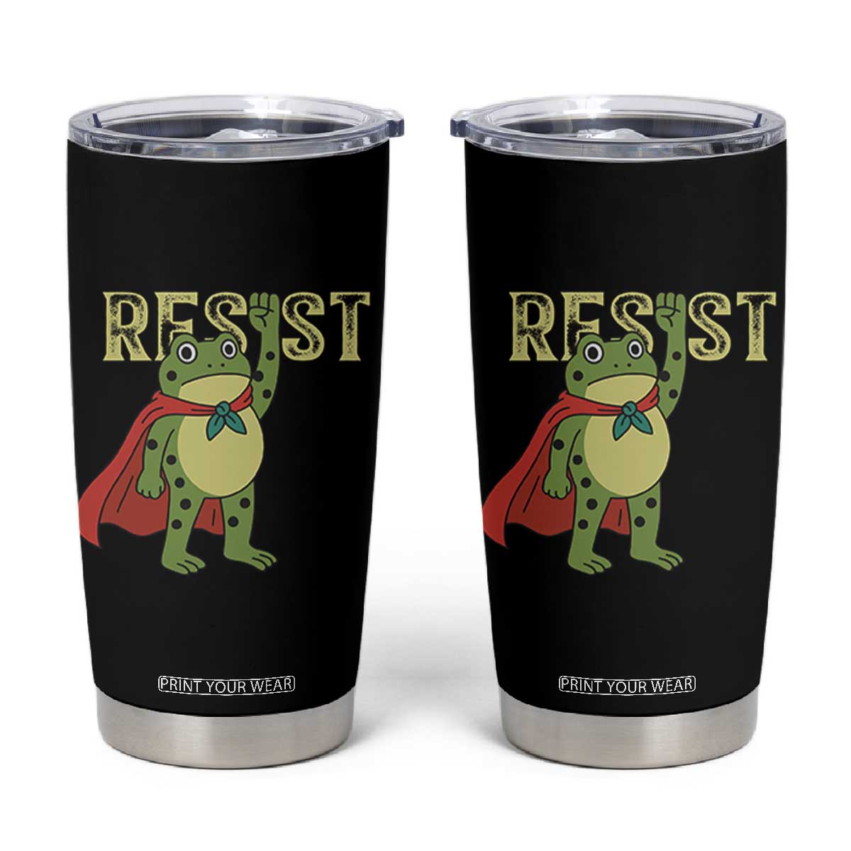 Resist Super Frog Tumbler Cup Free Portland Political Satire Retro Graphic TS02 Black Print Your Wear