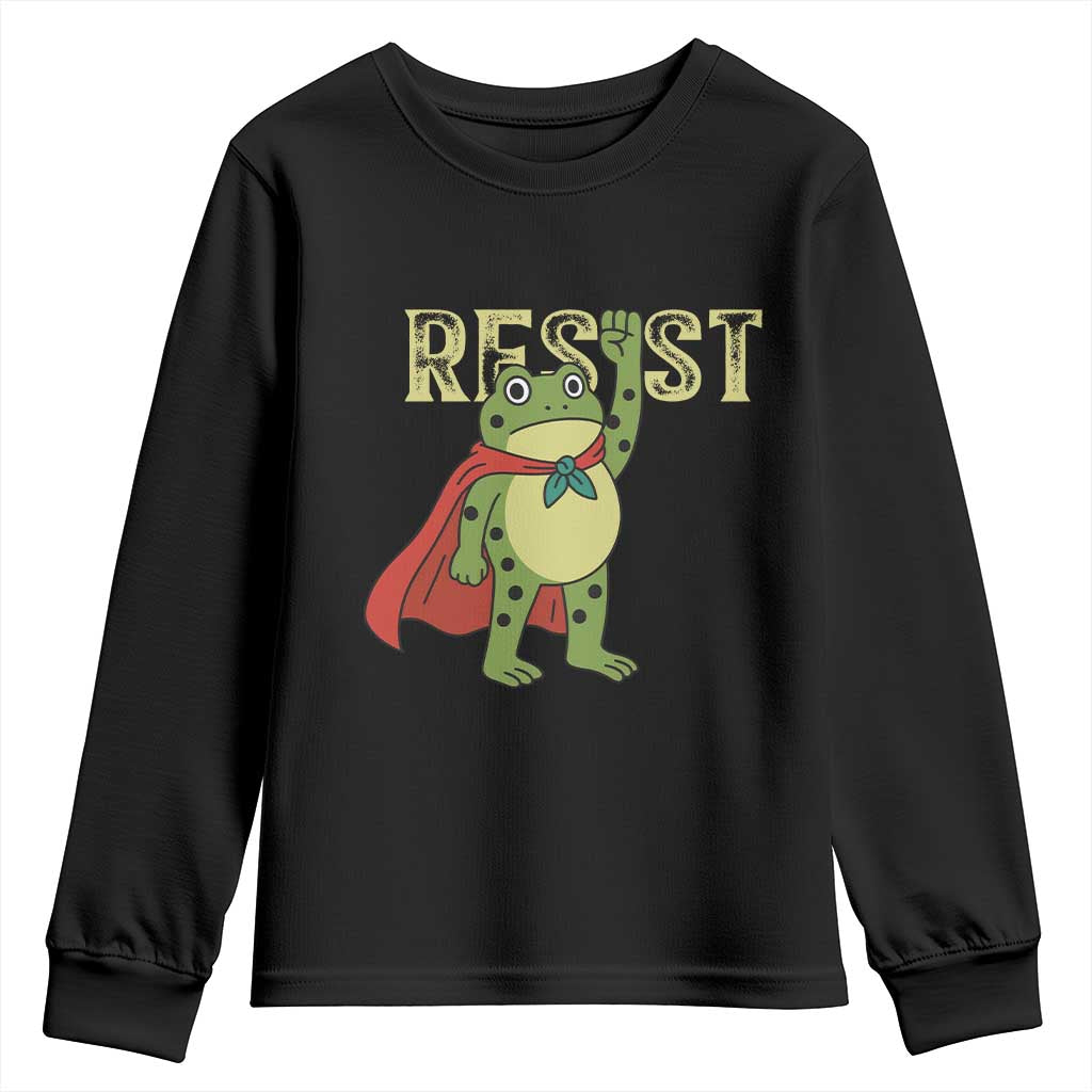 Resist Super Frog Youth Sweatshirt Free Portland Political Satire Retro Graphic TS02 Black Print Your Wear