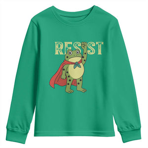 Resist Super Frog Youth Sweatshirt Free Portland Political Satire Retro Graphic TS02 Irish Green Print Your Wear