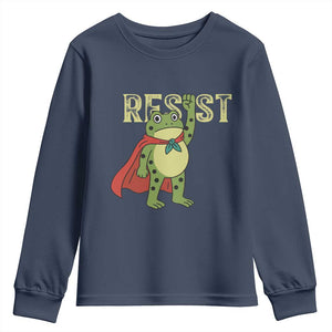 Resist Super Frog Youth Sweatshirt Free Portland Political Satire Retro Graphic TS02 Navy Print Your Wear