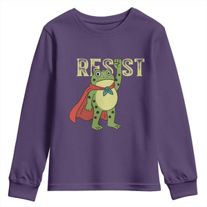 Resist Super Frog Youth Sweatshirt Free Portland Political Satire Retro Graphic TS02 Purple Print Your Wear