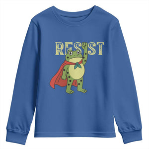 Resist Super Frog Youth Sweatshirt Free Portland Political Satire Retro Graphic TS02 Royal Blue Print Your Wear