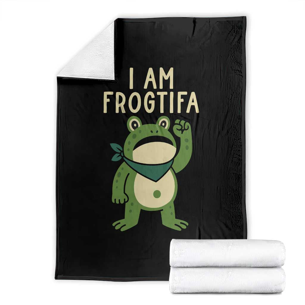 I Am Frogtifa Throw Blanket Frog Resist Antifascist with Raised Fist Bandana TS02 Black Print Your Wear