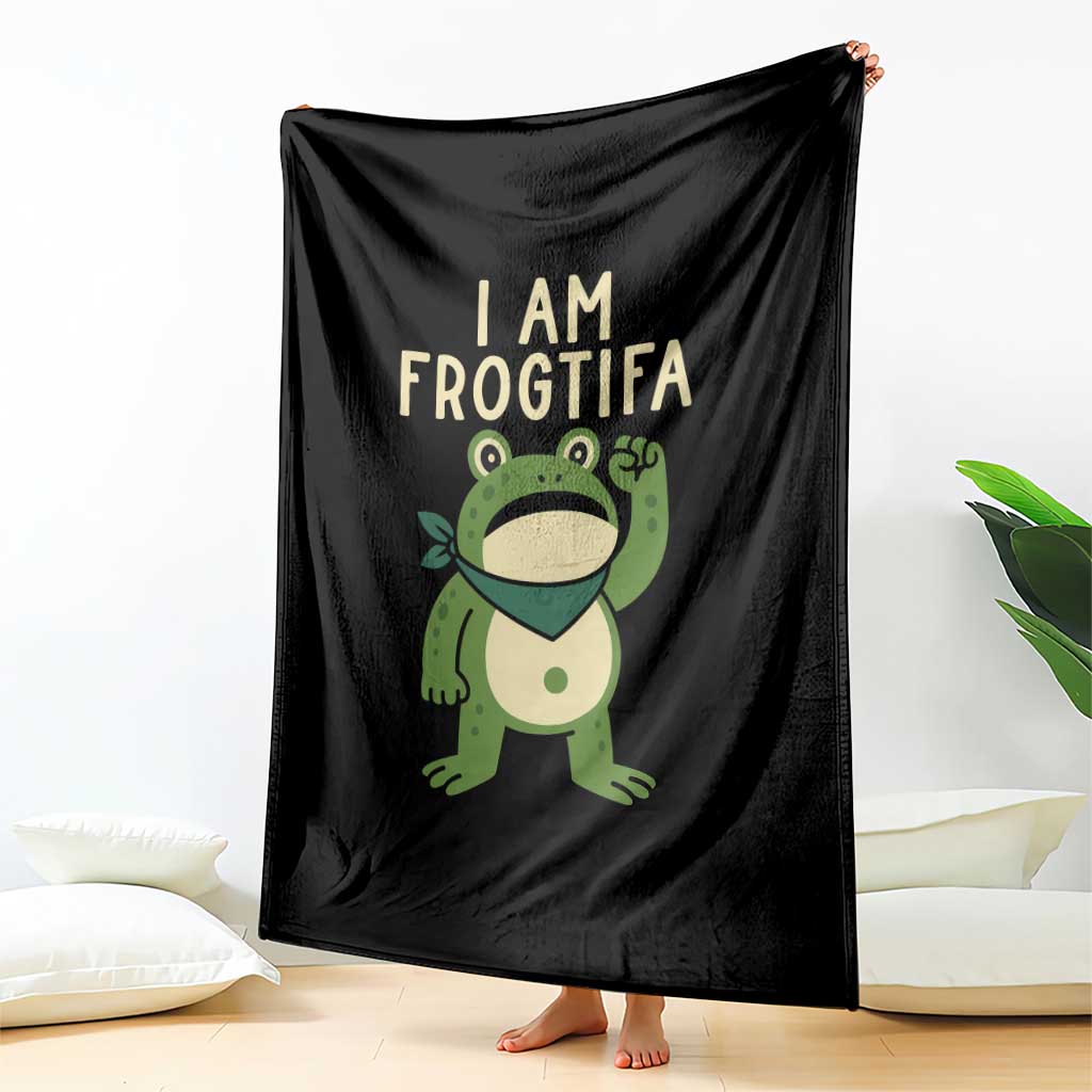 I Am Frogtifa Throw Blanket Frog Resist Antifascist with Raised Fist Bandana TS02 Print Your Wear