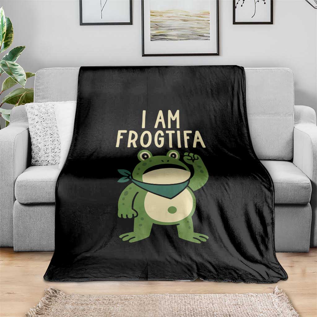I Am Frogtifa Throw Blanket Frog Resist Antifascist with Raised Fist Bandana TS02 Print Your Wear