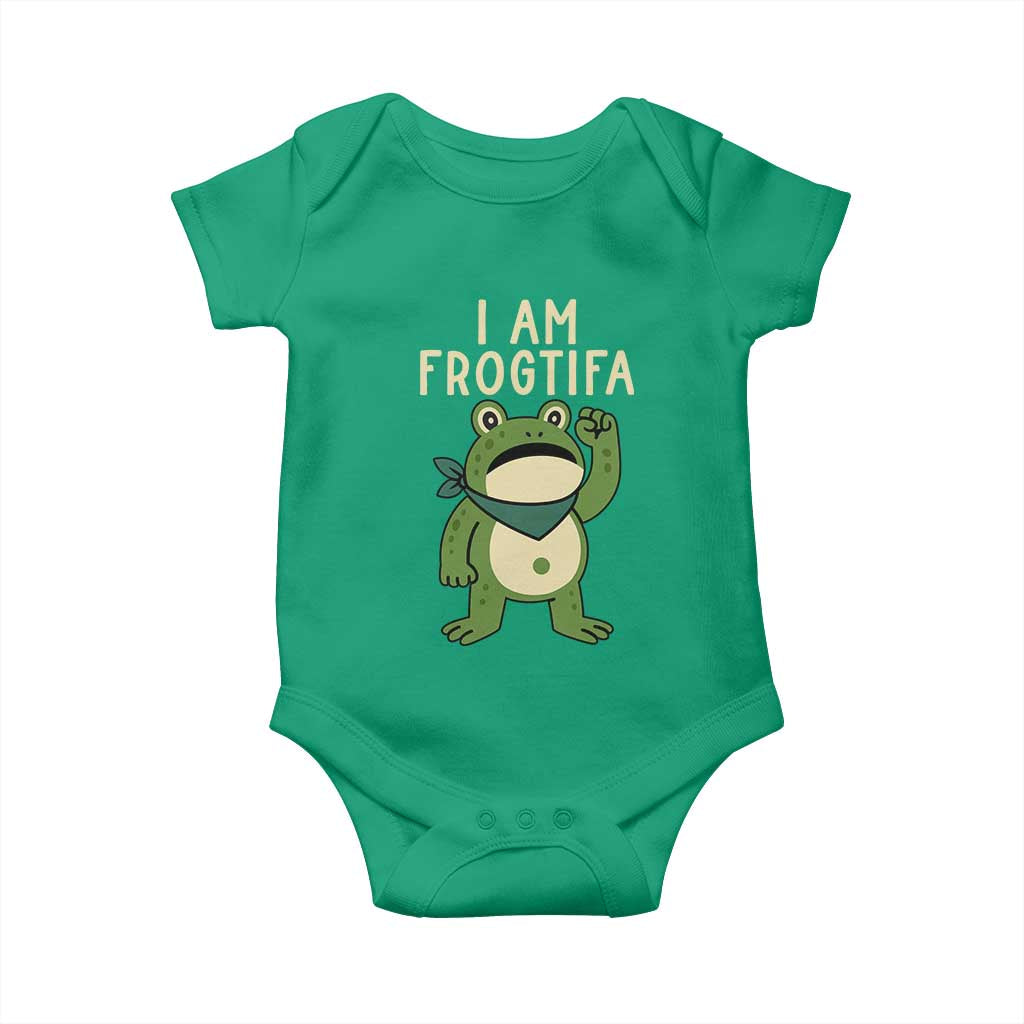 I Am Frogtifa Baby Onesie Frog Resist Antifascist with Raised Fist Bandana TS02 Irish Green Print Your Wear