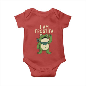 I Am Frogtifa Baby Onesie Frog Resist Antifascist with Raised Fist Bandana TS02 Red Print Your Wear