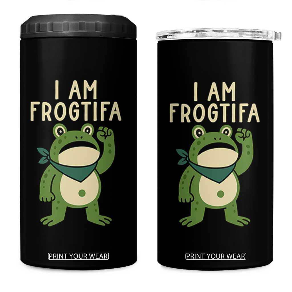 I Am Frogtifa 4 in 1 Can Cooler Tumbler Frog Resist Antifascist with Raised Fist Bandana TS02 One Size: 16 oz Black Print Your Wear
