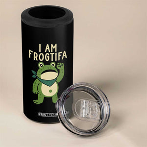I Am Frogtifa 4 in 1 Can Cooler Tumbler Frog Resist Antifascist with Raised Fist Bandana TS02 Print Your Wear