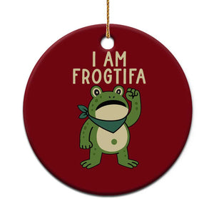 I Am Frogtifa Ceramic Ornament Frog Resist Antifascist with Raised Fist Bandana - Print Your Wear