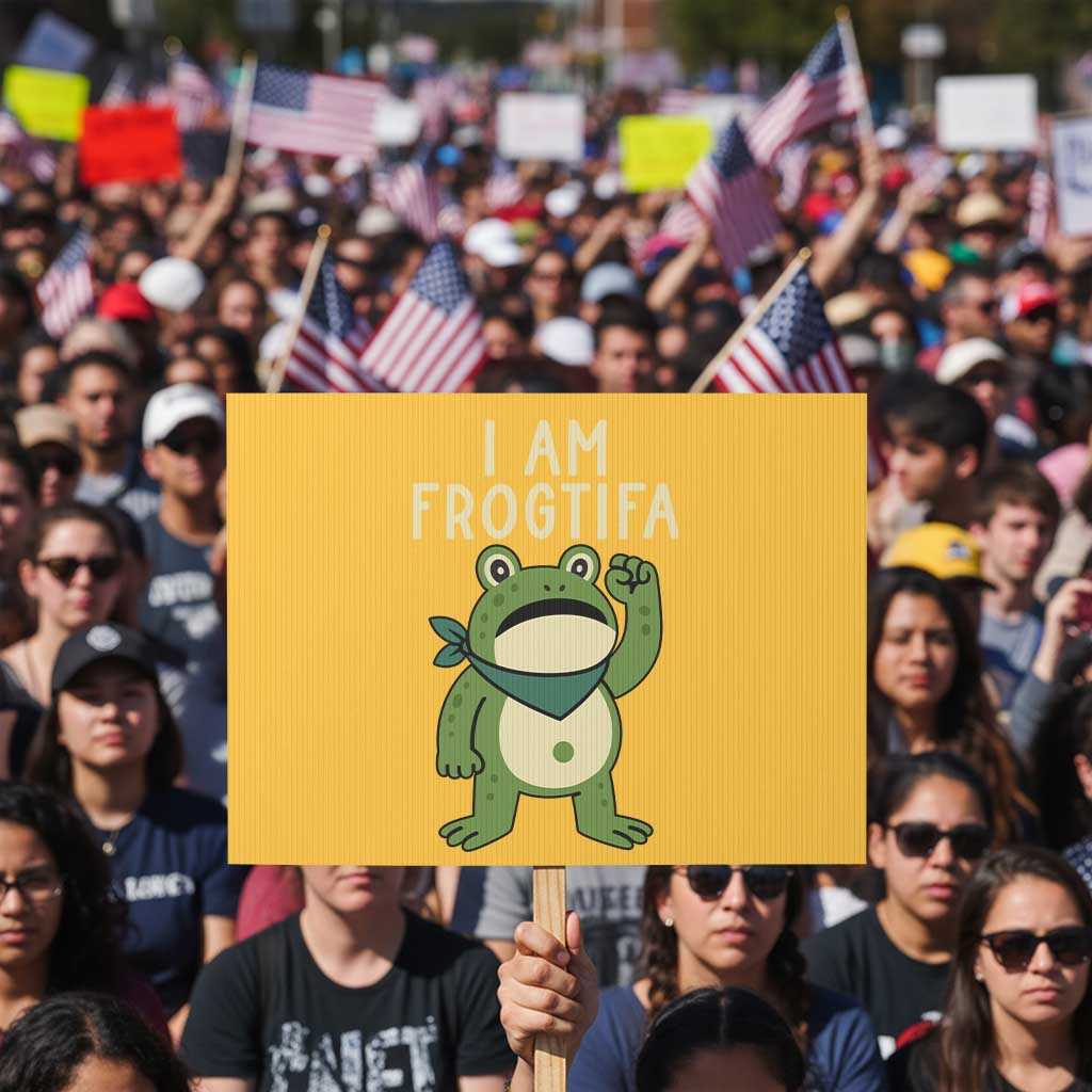 I Am Frogtifa Protest Sign Frog Resist Antifascist with Raised Fist Bandana TS02 Horizontal 18