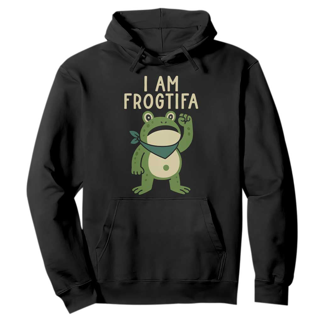 I Am Frogtifa Hoodie Frog Resist Antifascist with Raised Fist Bandana TS02 Black Print Your Wear
