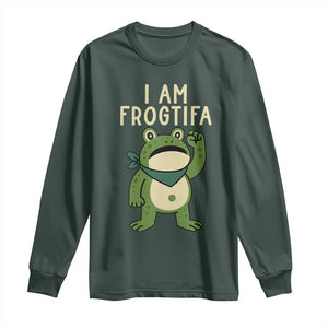 I Am Frogtifa Long Sleeve Shirt Frog Resist Antifascist with Raised Fist Bandana TS02 Dark Forest Green Print Your Wear