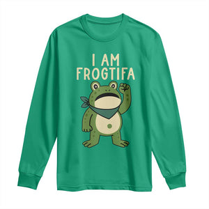 I Am Frogtifa Long Sleeve Shirt Frog Resist Antifascist with Raised Fist Bandana TS02 Irish Green Print Your Wear