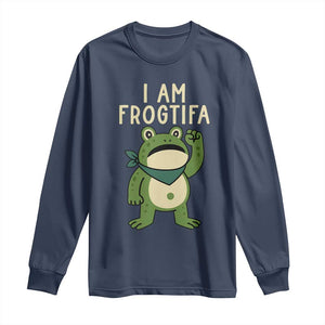 I Am Frogtifa Long Sleeve Shirt Frog Resist Antifascist with Raised Fist Bandana TS02 Navy Print Your Wear
