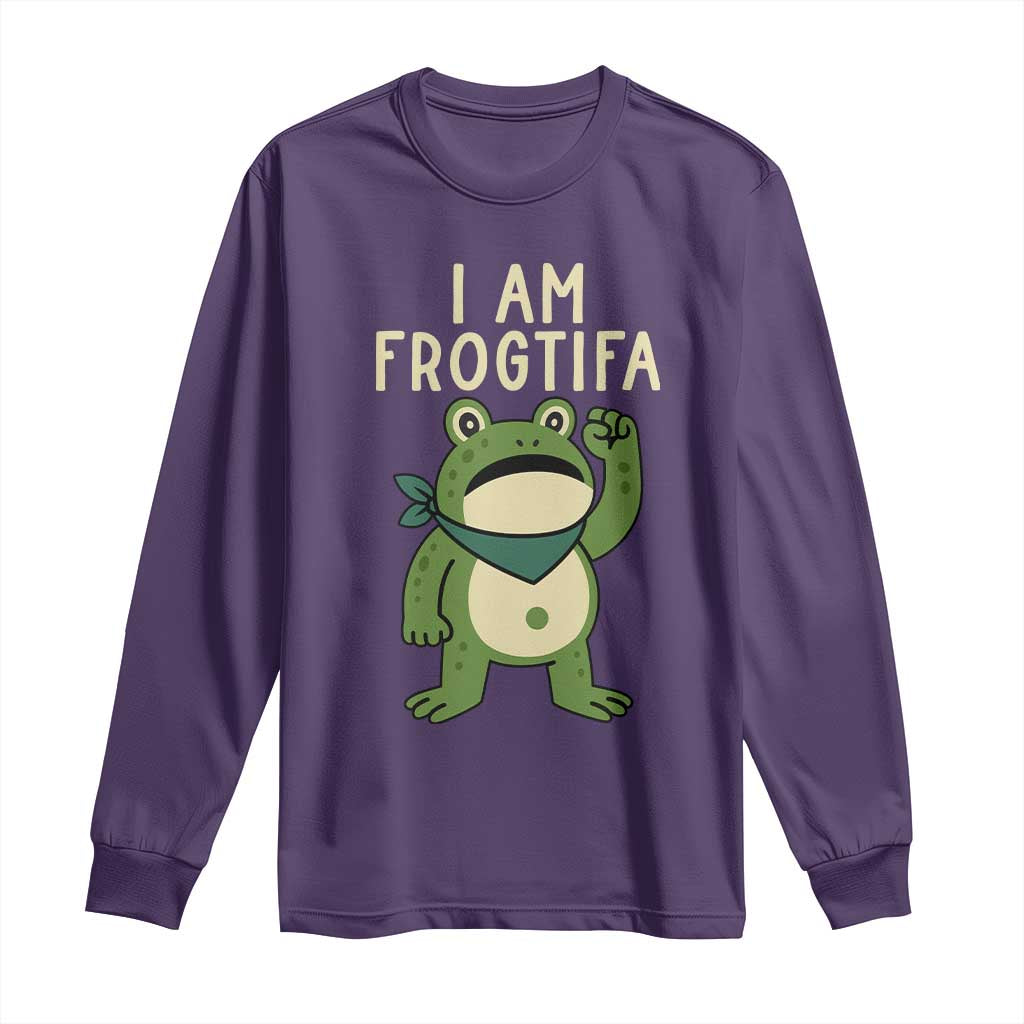 I Am Frogtifa Long Sleeve Shirt Frog Resist Antifascist with Raised Fist Bandana TS02 Purple Print Your Wear