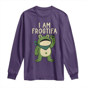 I Am Frogtifa Long Sleeve Shirt Frog Resist Antifascist with Raised Fist Bandana TS02 Purple Print Your Wear