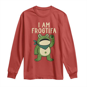 I Am Frogtifa Long Sleeve Shirt Frog Resist Antifascist with Raised Fist Bandana TS02 Red Print Your Wear
