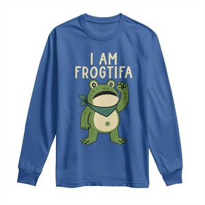 I Am Frogtifa Long Sleeve Shirt Frog Resist Antifascist with Raised Fist Bandana TS02 Royal Blue Print Your Wear