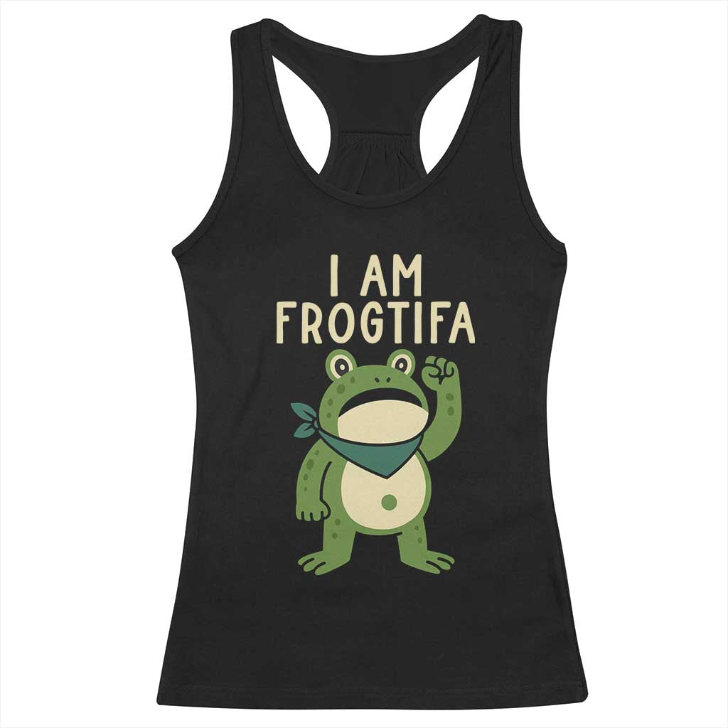 I Am Frogtifa Racerback Tank Top Frog Resist Antifascist with Raised Fist Bandana TS02 Black Print Your Wear