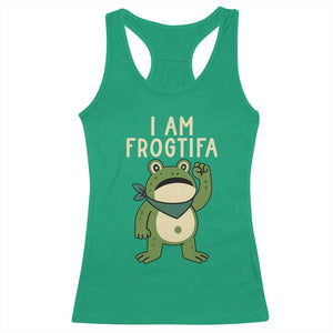 I Am Frogtifa Racerback Tank Top Frog Resist Antifascist with Raised Fist Bandana TS02 Irish Green Print Your Wear