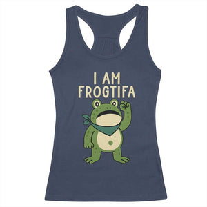 I Am Frogtifa Racerback Tank Top Frog Resist Antifascist with Raised Fist Bandana TS02 Navy Print Your Wear