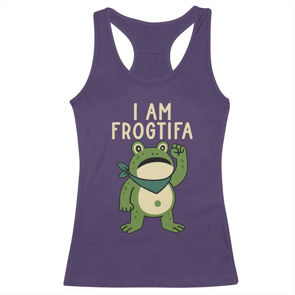 I Am Frogtifa Racerback Tank Top Frog Resist Antifascist with Raised Fist Bandana TS02 Purple Print Your Wear