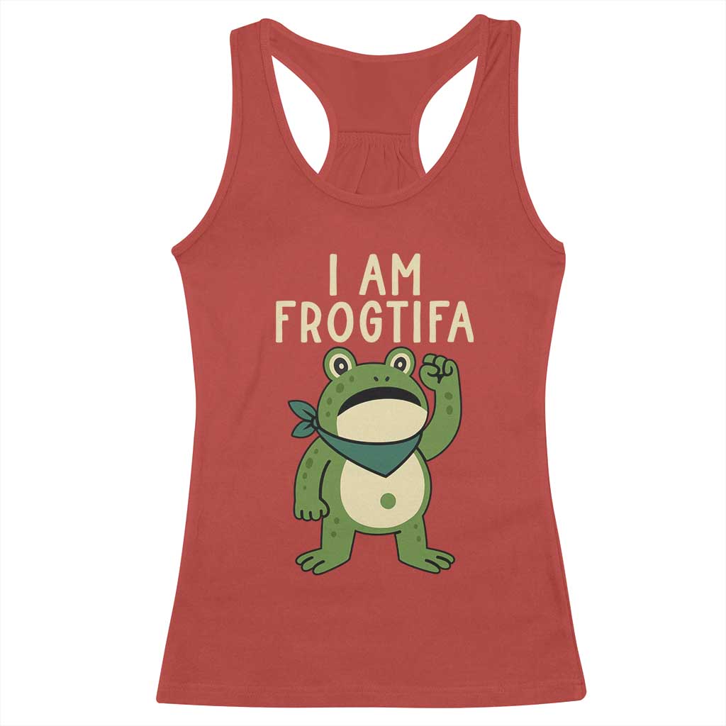 I Am Frogtifa Racerback Tank Top Frog Resist Antifascist with Raised Fist Bandana TS02 Red Print Your Wear