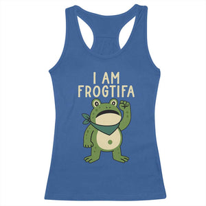 I Am Frogtifa Racerback Tank Top Frog Resist Antifascist with Raised Fist Bandana TS02 Royal Blue Print Your Wear
