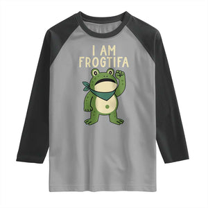 I Am Frogtifa Raglan Shirt Frog Resist Antifascist with Raised Fist Bandana TS02 Sport Gray Black Print Your Wear