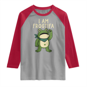I Am Frogtifa Raglan Shirt Frog Resist Antifascist with Raised Fist Bandana TS02 Sport Gray Red Print Your Wear
