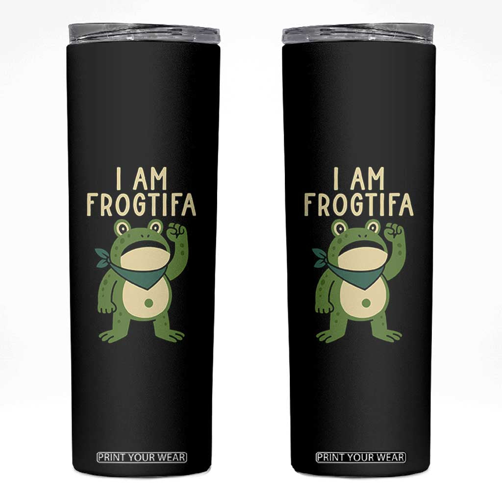 I Am Frogtifa Skinny Tumbler Frog Resist Antifascist with Raised Fist Bandana TS02 Black Print Your Wear