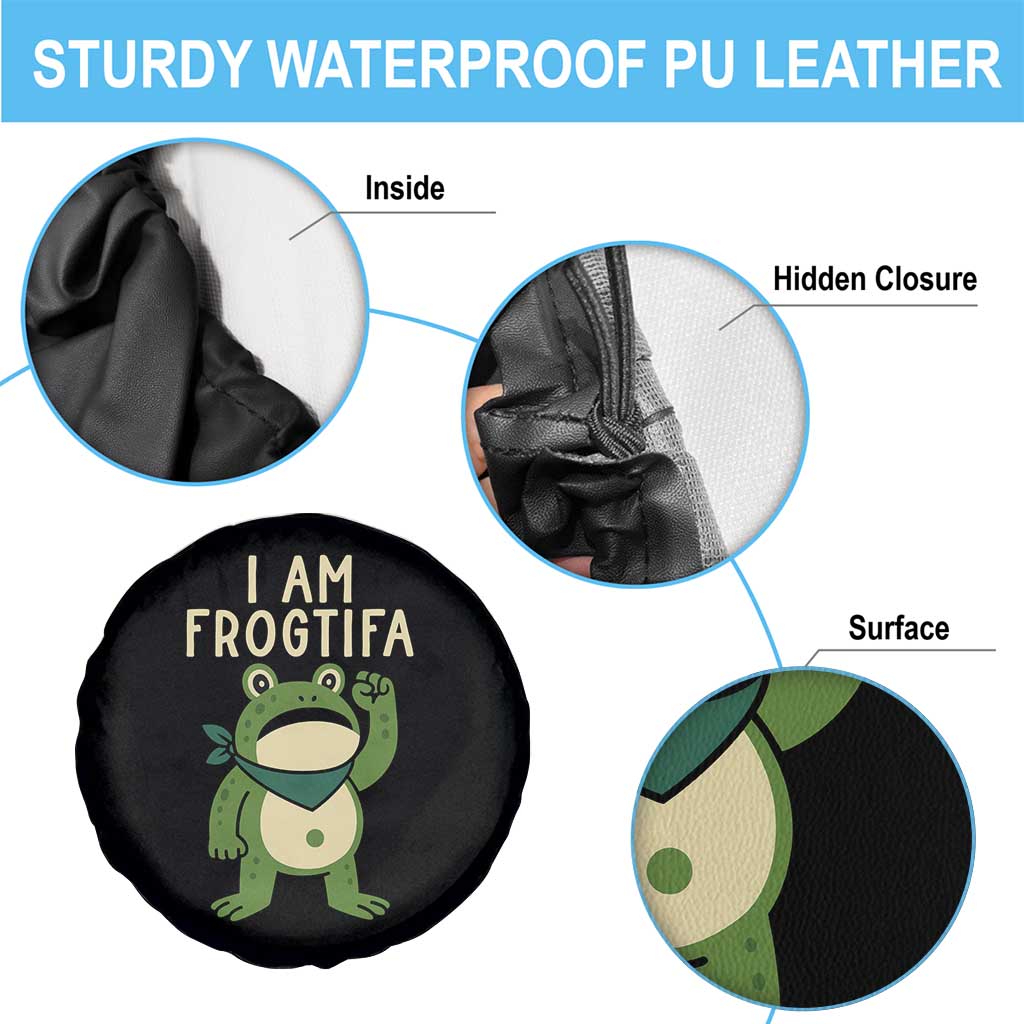 I Am Frogtifa Spare Tire Cover Frog Resist Antifascist with Raised Fist Bandana TS02 Print Your Wear