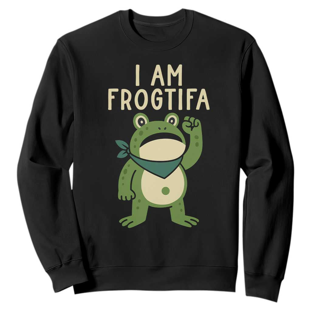 I Am Frogtifa Sweatshirt Frog Resist Antifascist with Raised Fist Bandana TS02 Black Print Your Wear