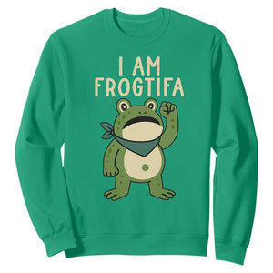 I Am Frogtifa Sweatshirt Frog Resist Antifascist with Raised Fist Bandana TS02 Irish Green Print Your Wear