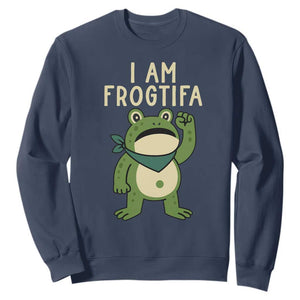 I Am Frogtifa Sweatshirt Frog Resist Antifascist with Raised Fist Bandana TS02 Navy Print Your Wear