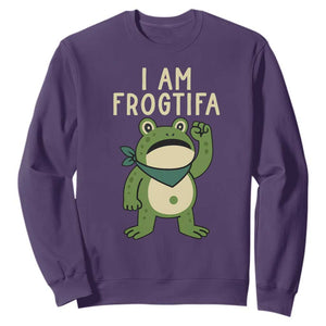 I Am Frogtifa Sweatshirt Frog Resist Antifascist with Raised Fist Bandana TS02 Purple Print Your Wear