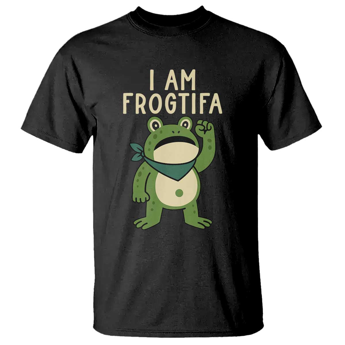 I Am Frogtifa T Shirt Frog Resist Antifascist with Raised Fist Bandana TS02 Black Print Your Wear
