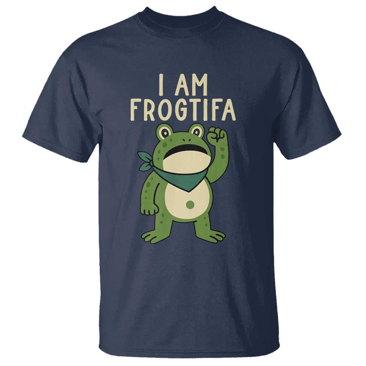 I Am Frogtifa T Shirt Frog Resist Antifascist with Raised Fist Bandana TS02 Navy Print Your Wear
