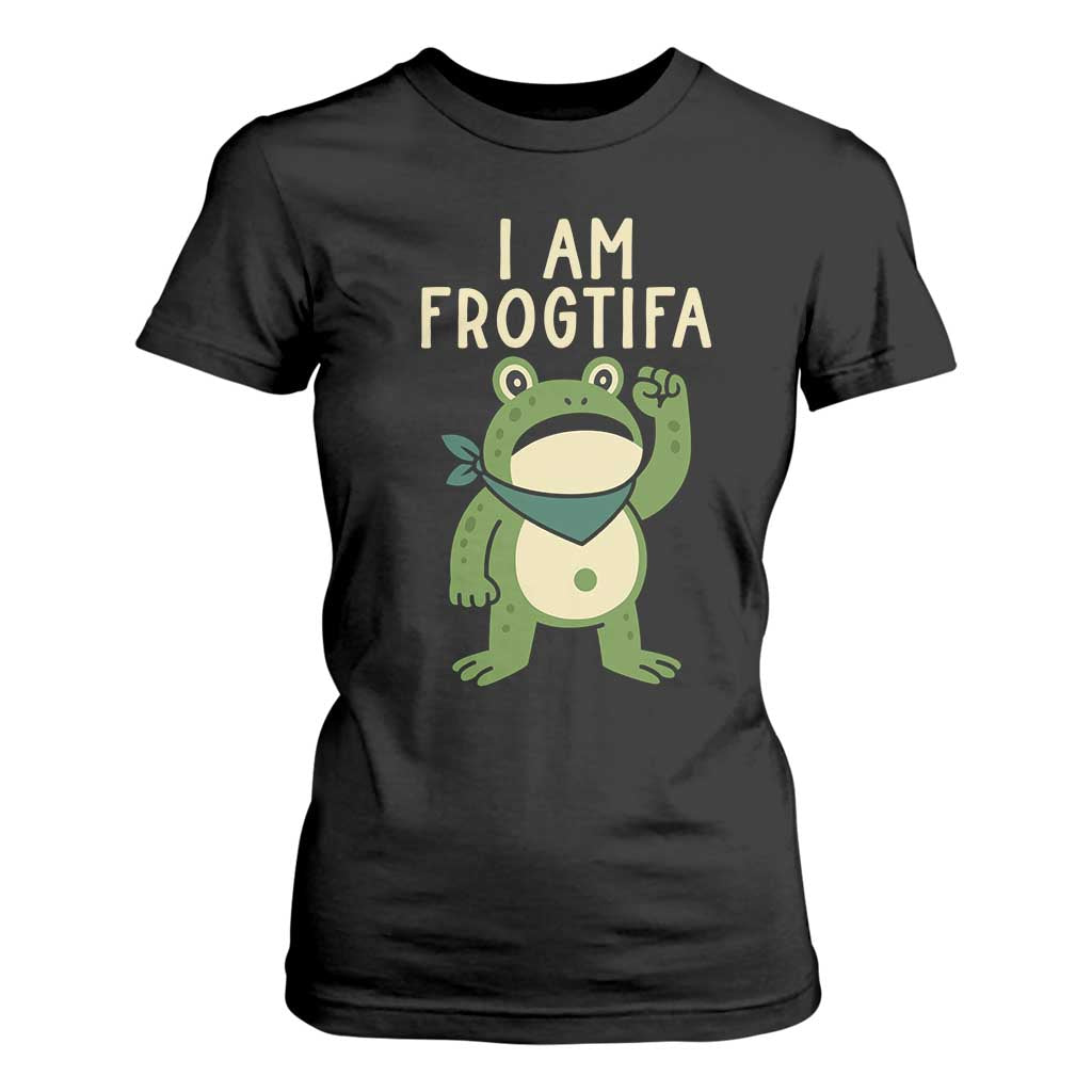 I Am Frogtifa T Shirt For Women Frog Resist Antifascist with Raised Fist Bandana TS02 Black Print Your Wear