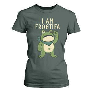 I Am Frogtifa T Shirt For Women Frog Resist Antifascist with Raised Fist Bandana TS02 Dark Forest Green Print Your Wear
