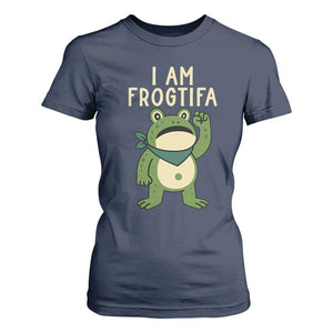 I Am Frogtifa T Shirt For Women Frog Resist Antifascist with Raised Fist Bandana TS02 Navy Print Your Wear