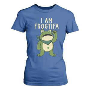 I Am Frogtifa T Shirt For Women Frog Resist Antifascist with Raised Fist Bandana TS02 Royal Blue Print Your Wear